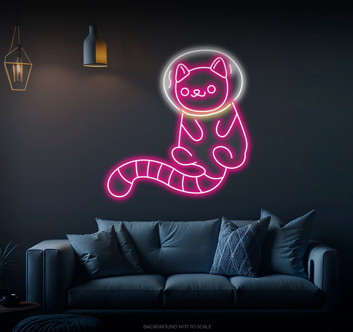 Astronaut cat LED neon
