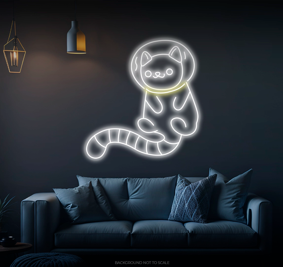 Astronaut cat LED neon