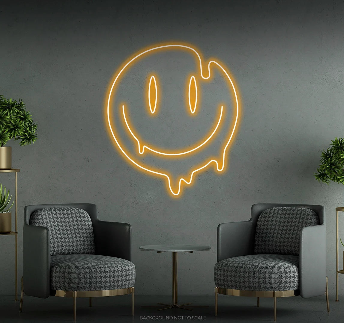 Smiley melting LED neon