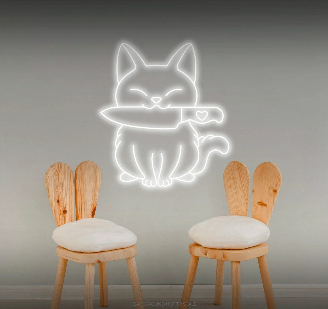 Cat and knife LED neon