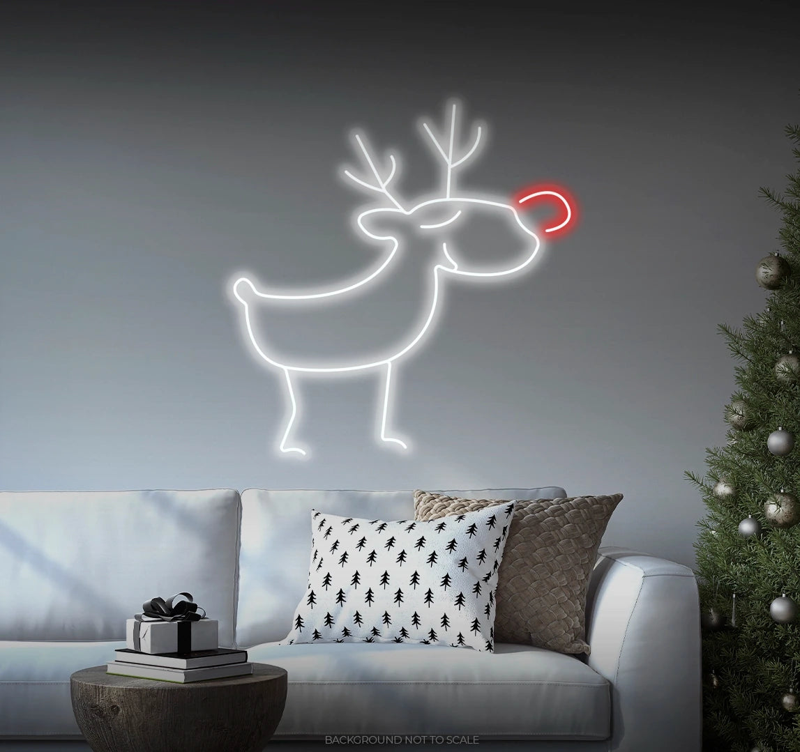Coloured nose reindeer LED neon