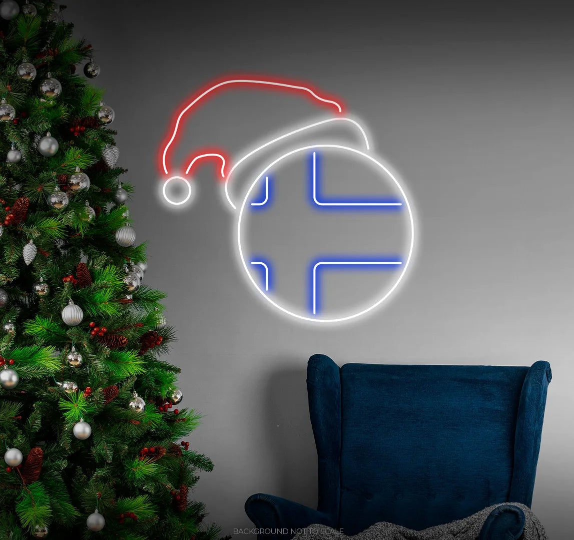 Finland flag with santa's hat LED neon