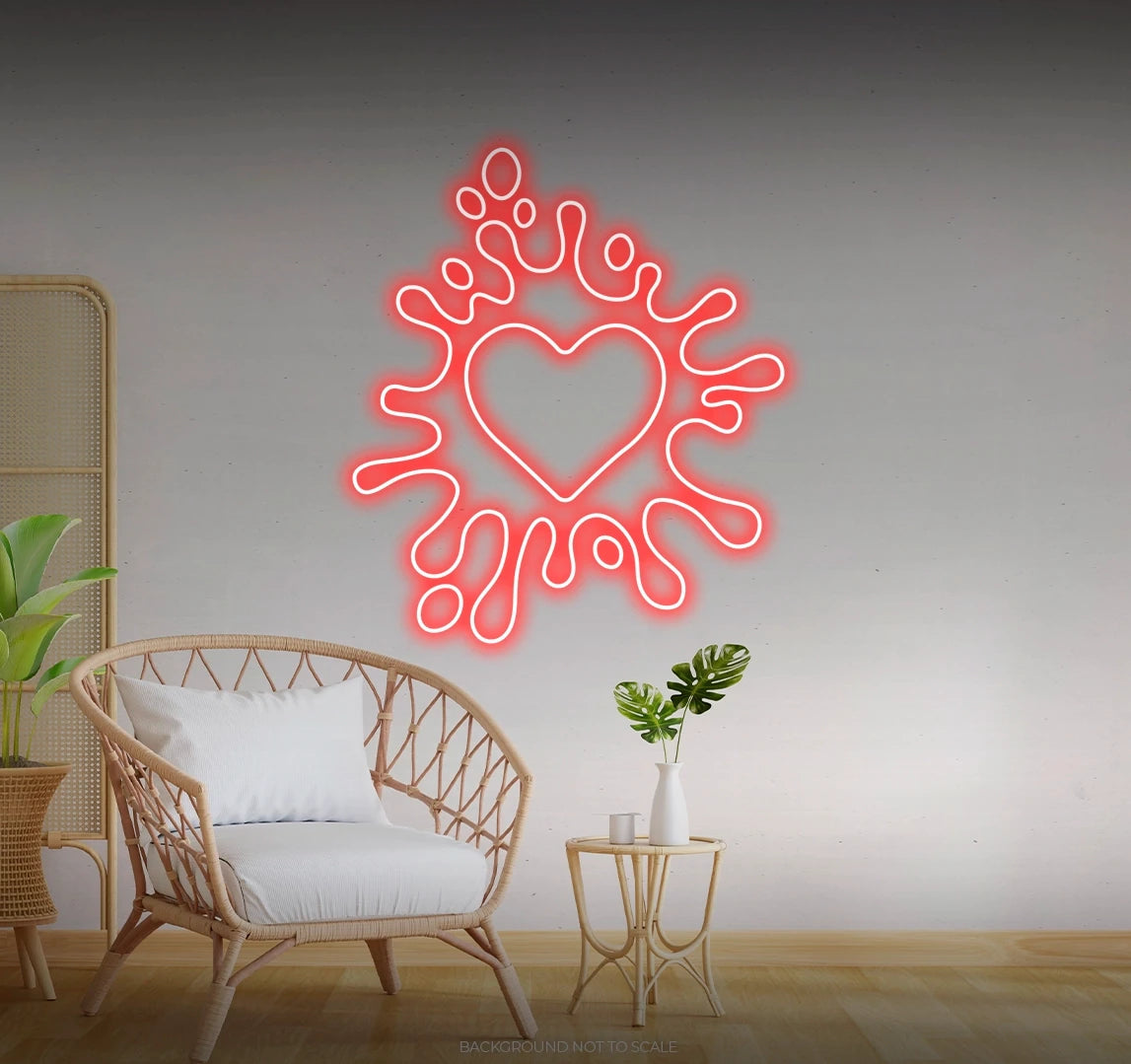 Liquid heart splash LED neon