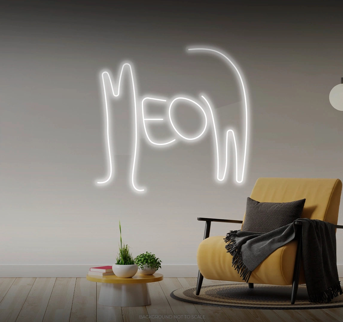 Meow cat silhouette LED neon