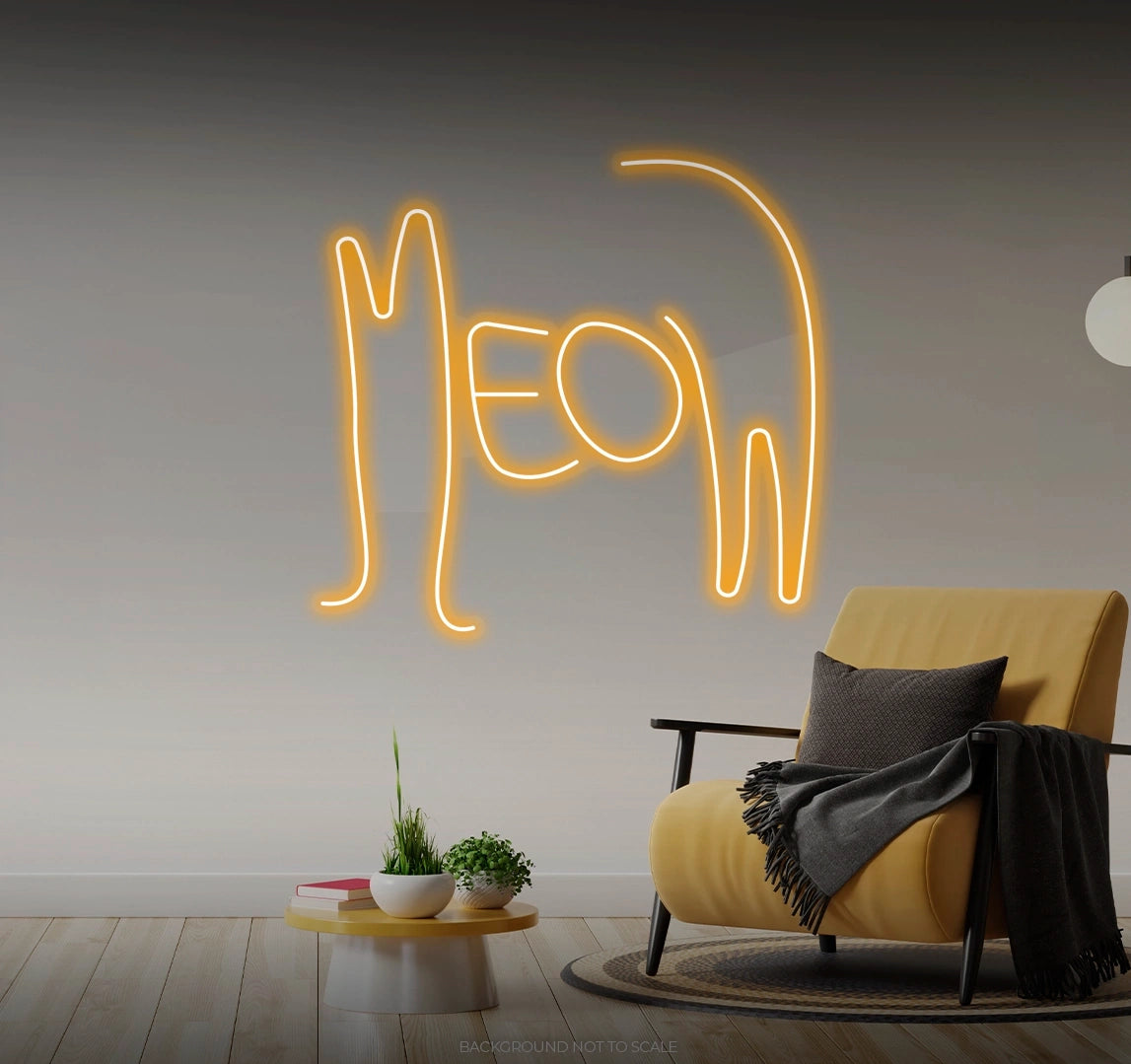 Meow cat silhouette LED neon