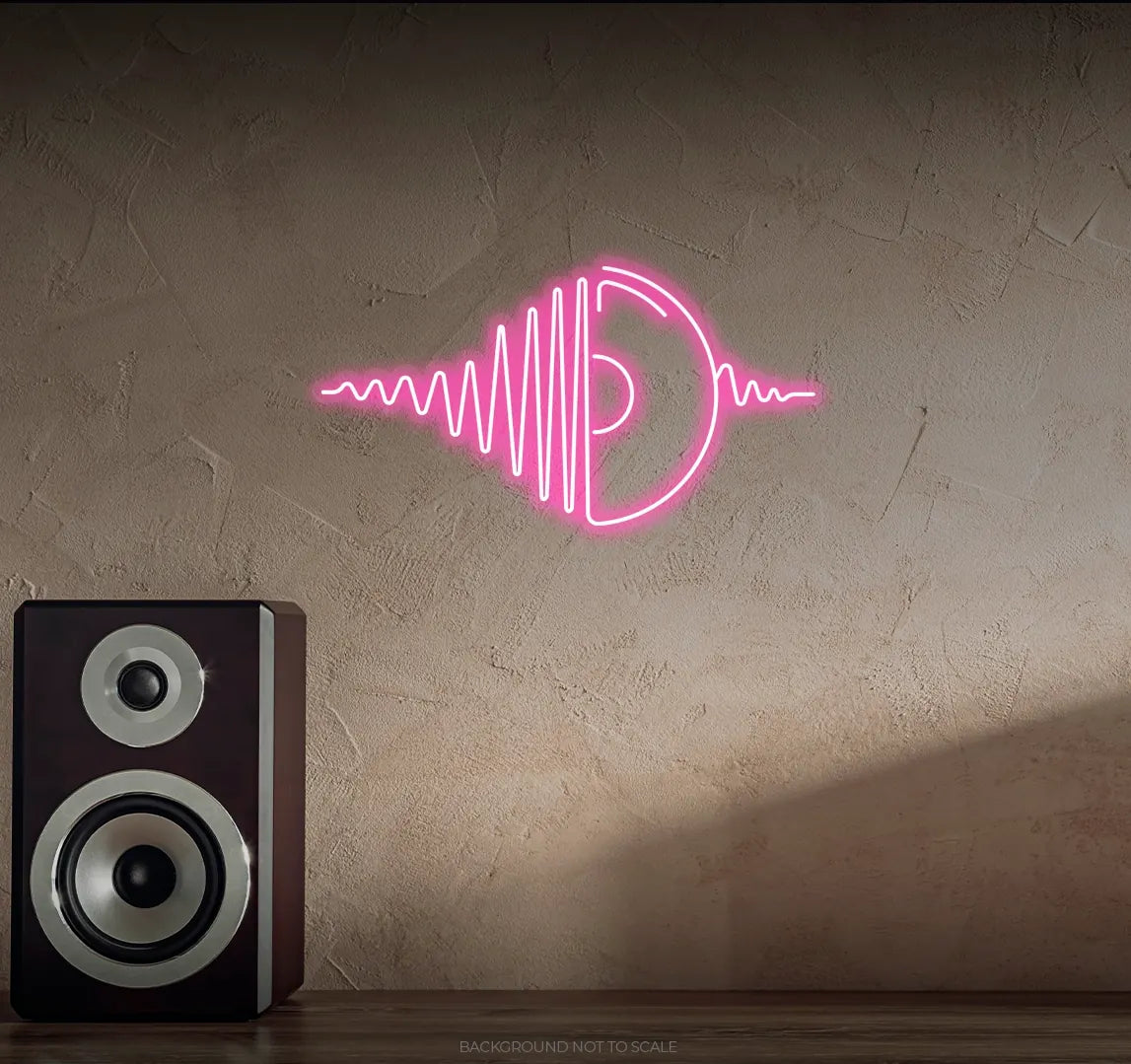 Music waves with record LED neon