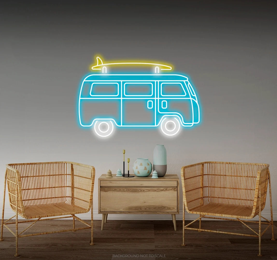 Van with surfboard LED neon