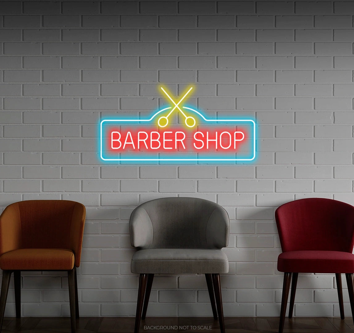 Barbershop and scissors ledneon