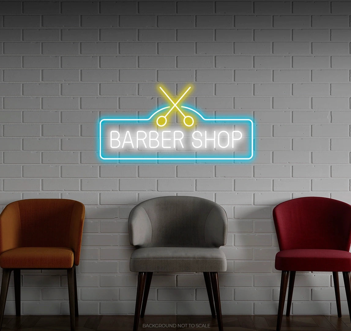 Barbershop and scissors ledneon