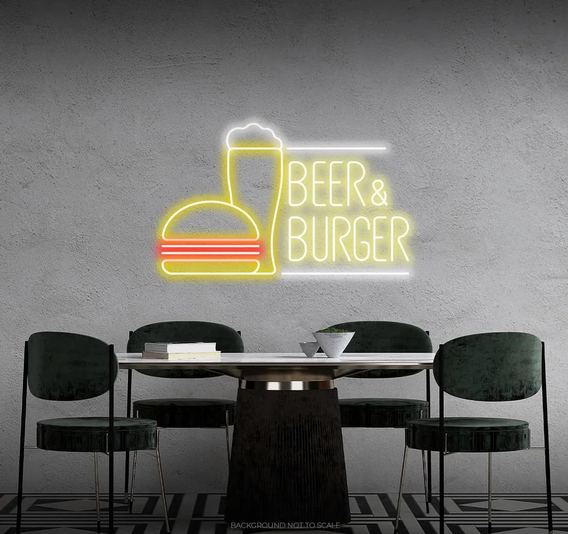 Beer hamburger sign led neon