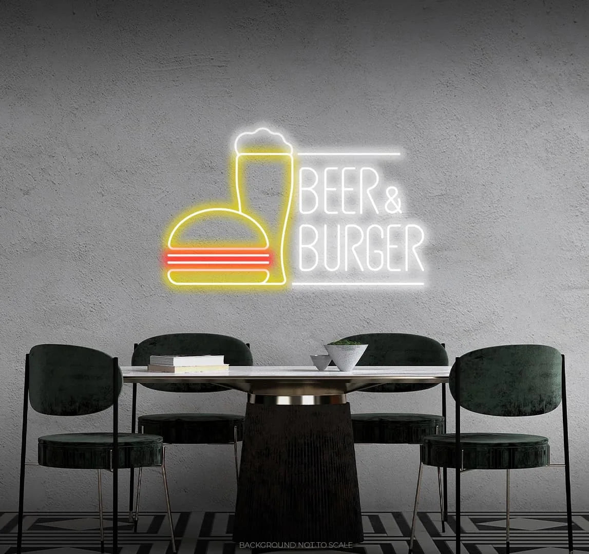 Beer hamburger sign led neon