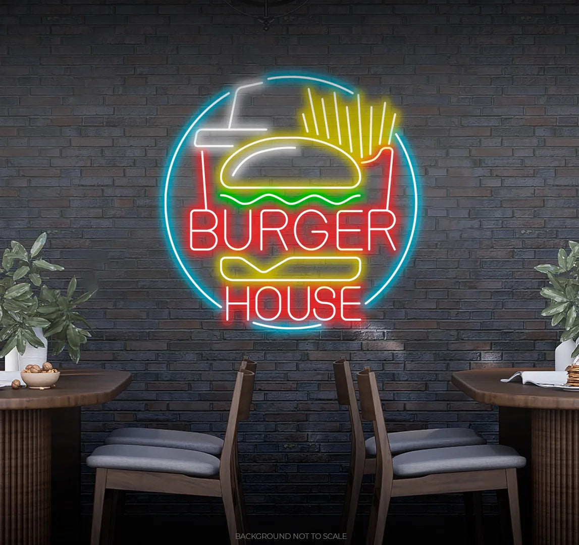 Burger house french fries cola ledneon