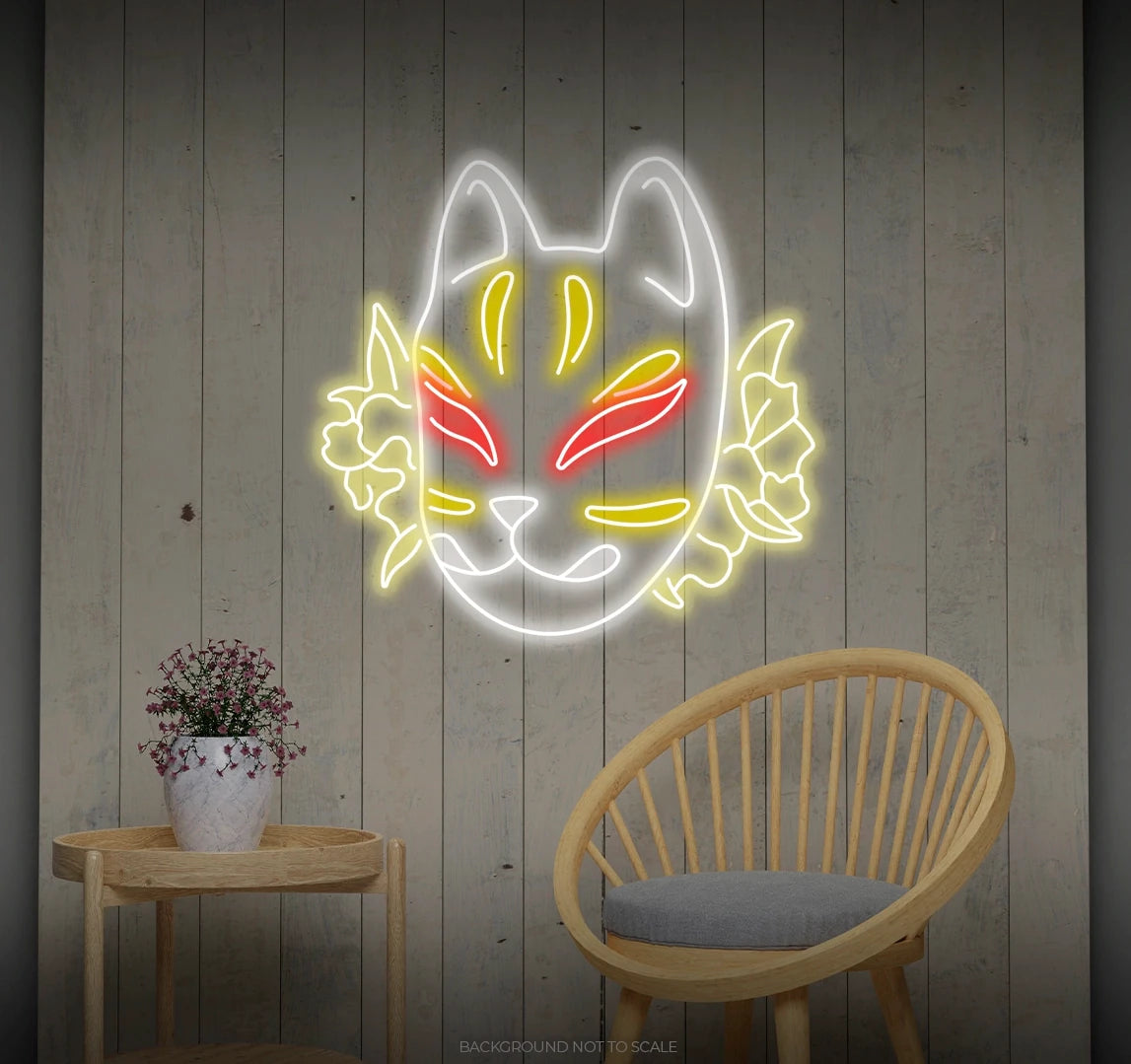 Cat mask flowers ledneon