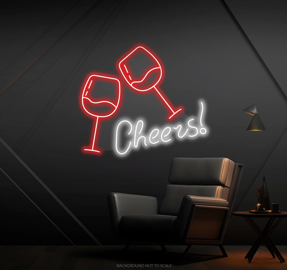 Cheers and wine glasses ledneon