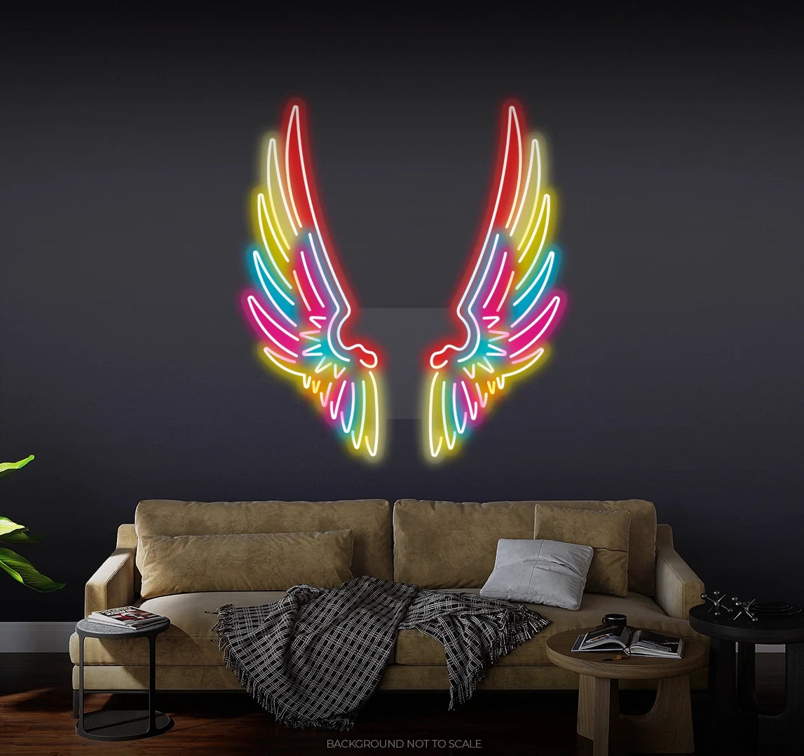 Colorful angel wings ledneon