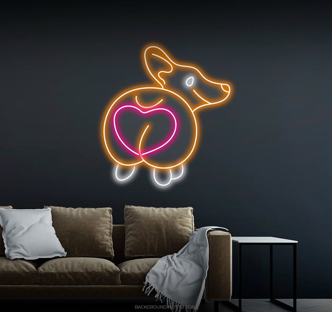 Dog with heart tail ledneon