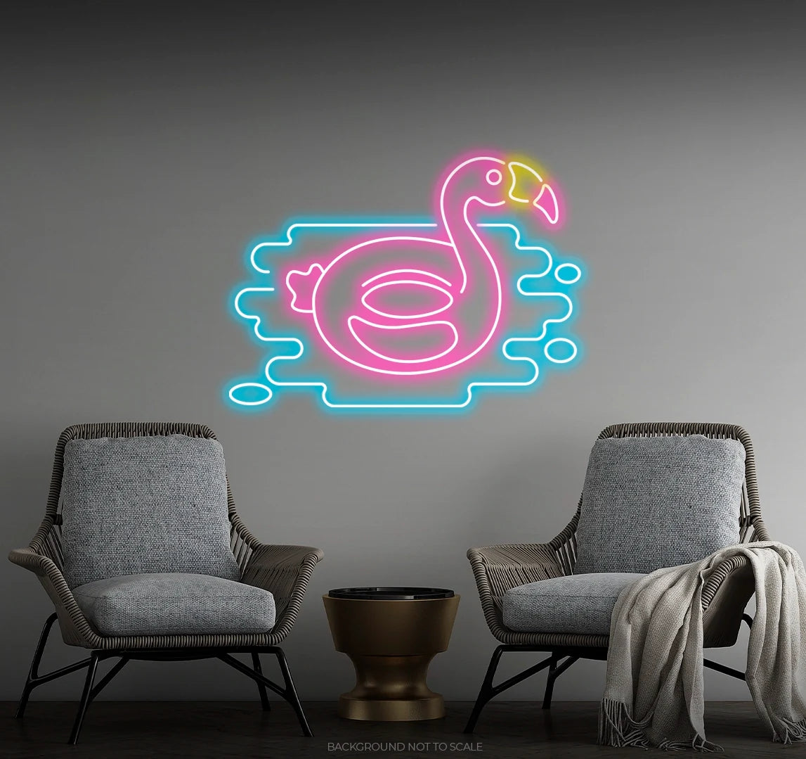 Flamingo swimming LED neon