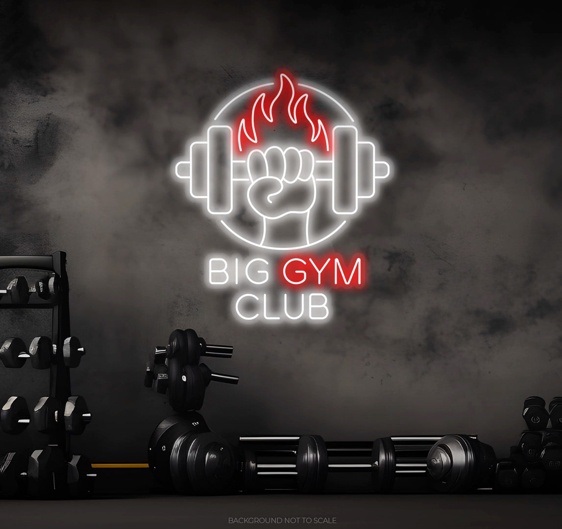 Gym club dumbbell fire ledneon