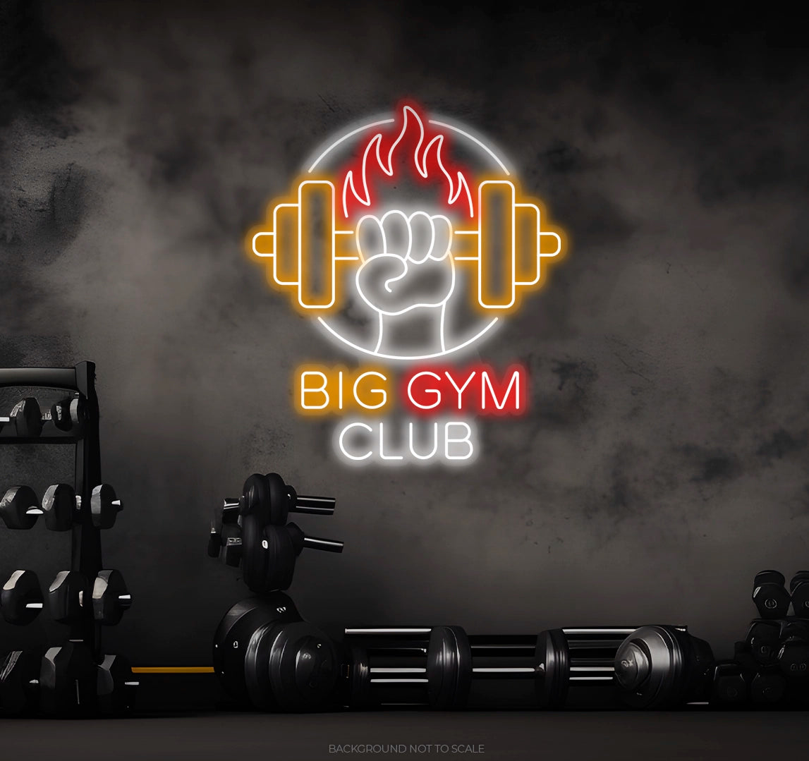 Gym club dumbbell fire ledneon