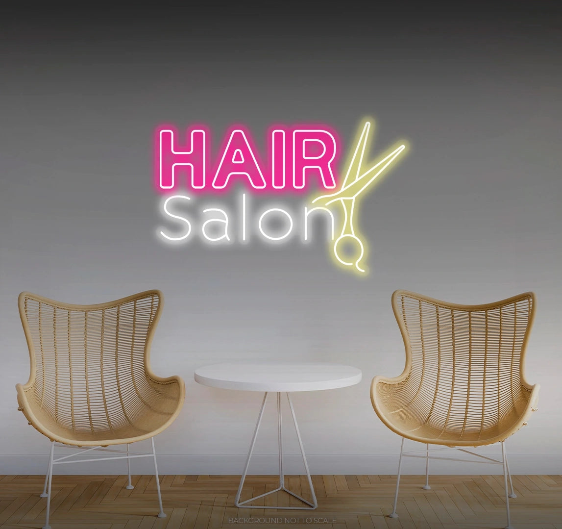 Hair salon scissors sign ledneon