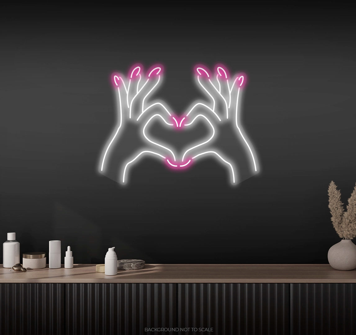 Heart fingers ledneon