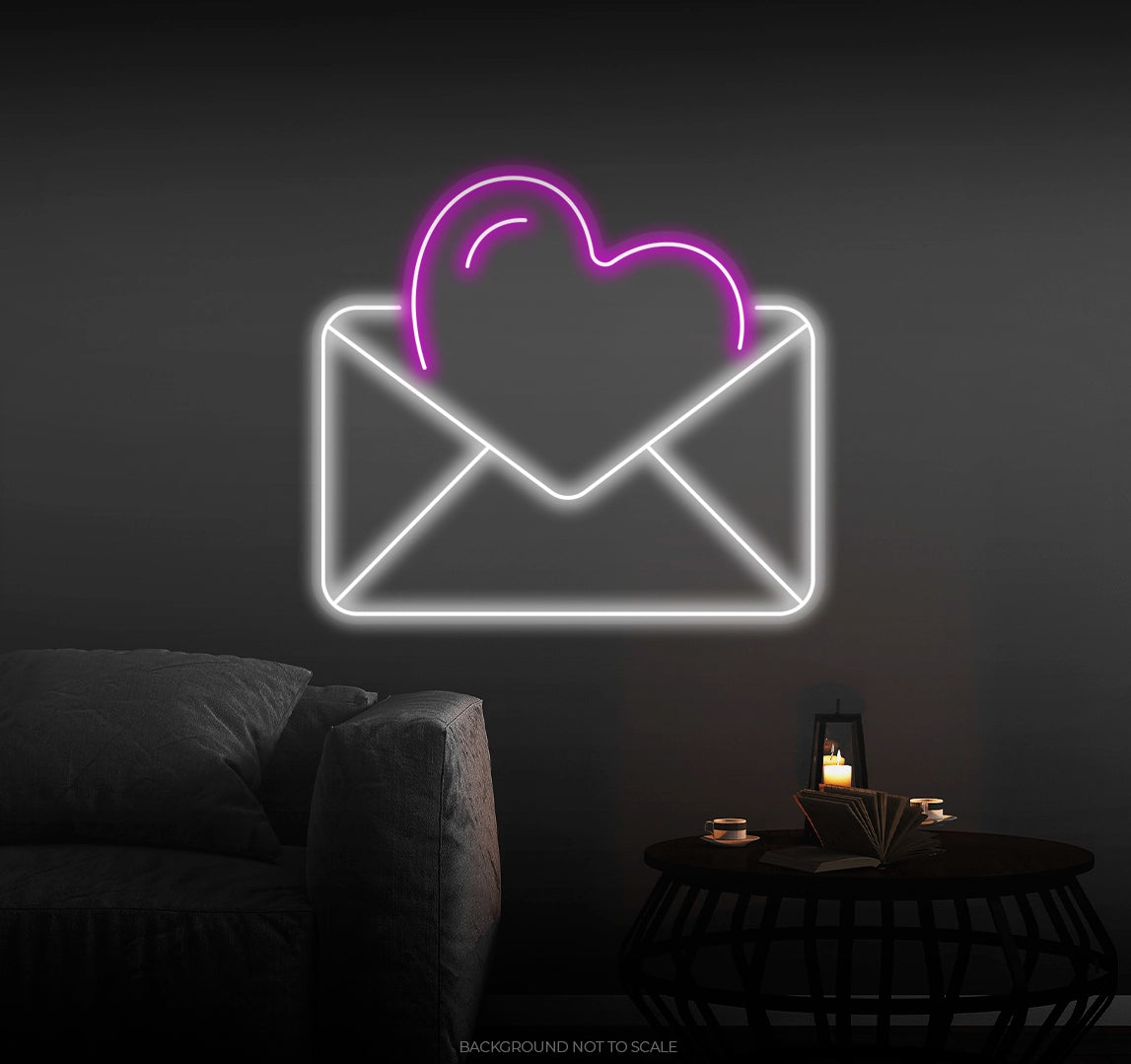 Heart in envelope ledneon