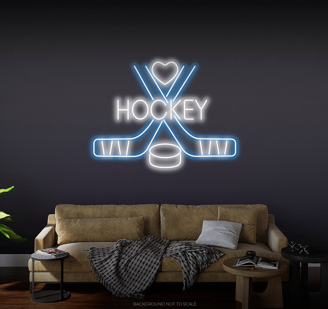 Hockey and hockey puckledneon