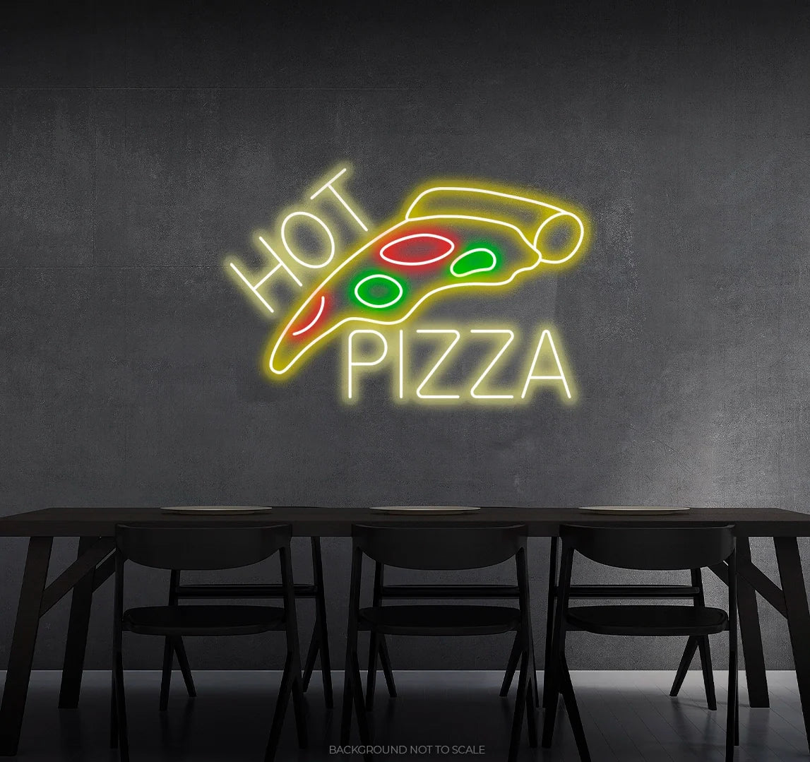 Hot pizza slice ledneon