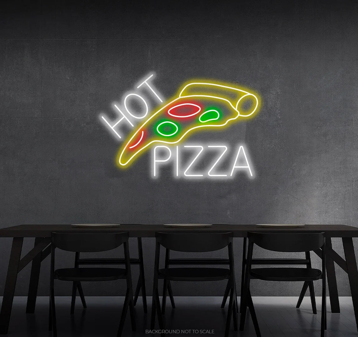 Hot pizza slice ledneon