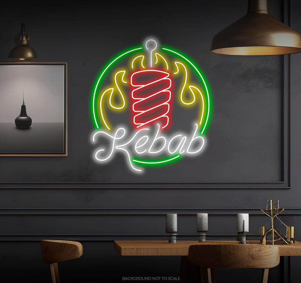 Kebab in flames circle ledneon