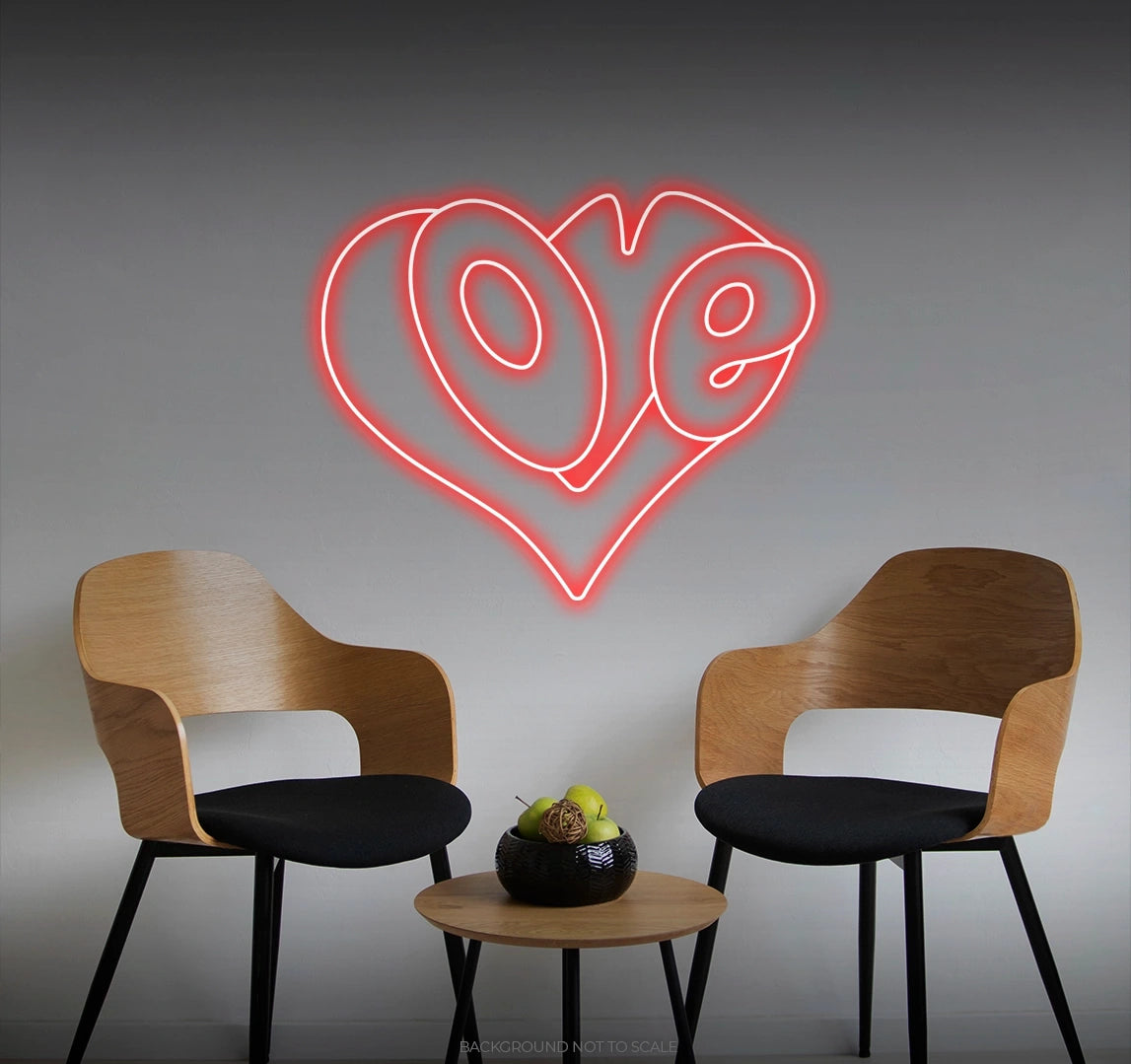 Love sign in heart LED neon