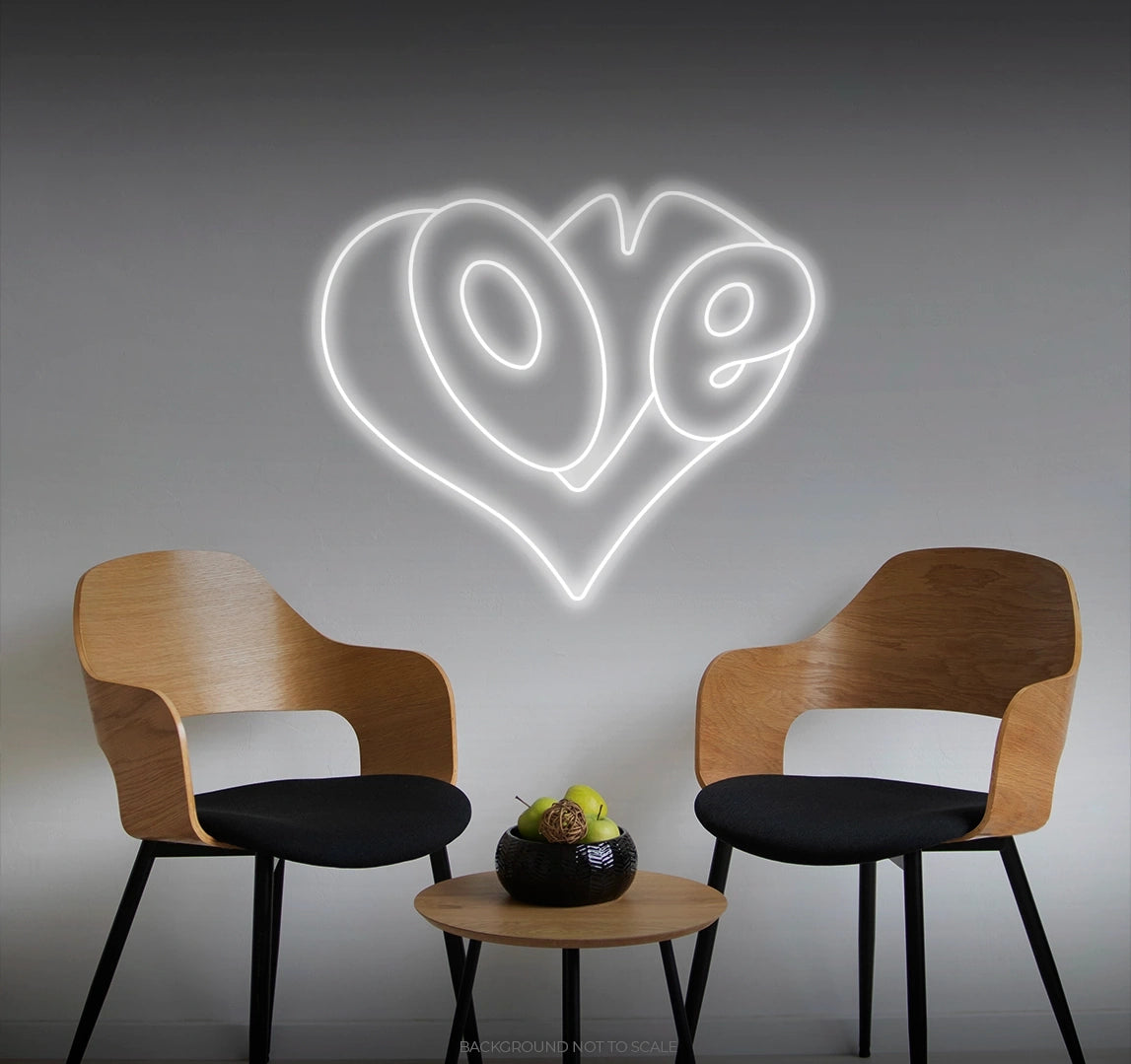 Love sign in heart LED neon