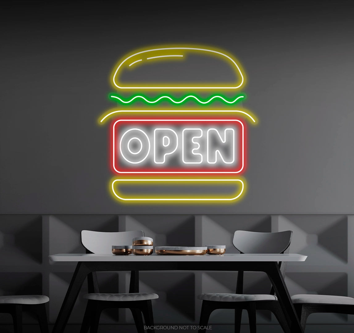 Open hamburger ledneon