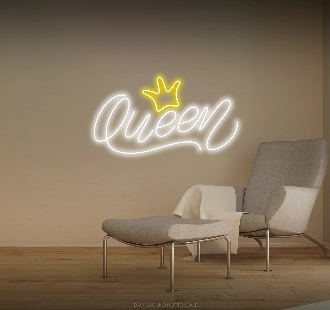 Queen sign with small crown LED neon