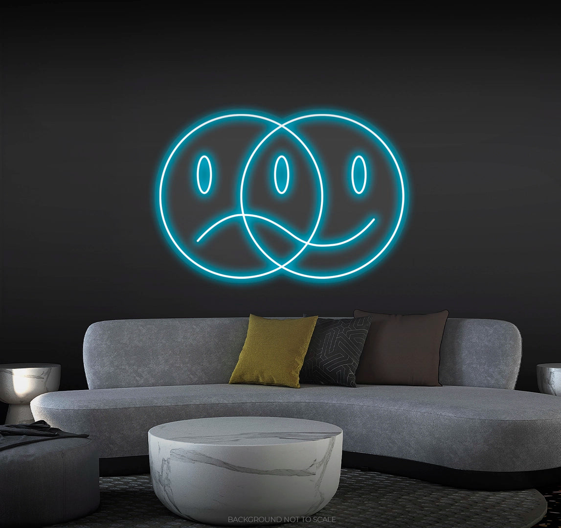 Sad and happy smiley ledneon