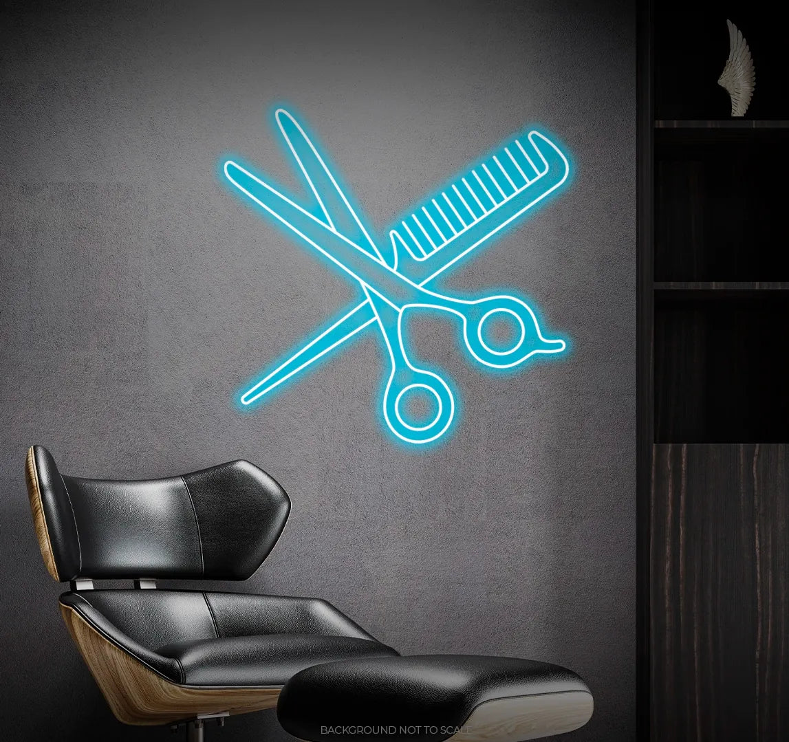 Scissors and comb ledneon