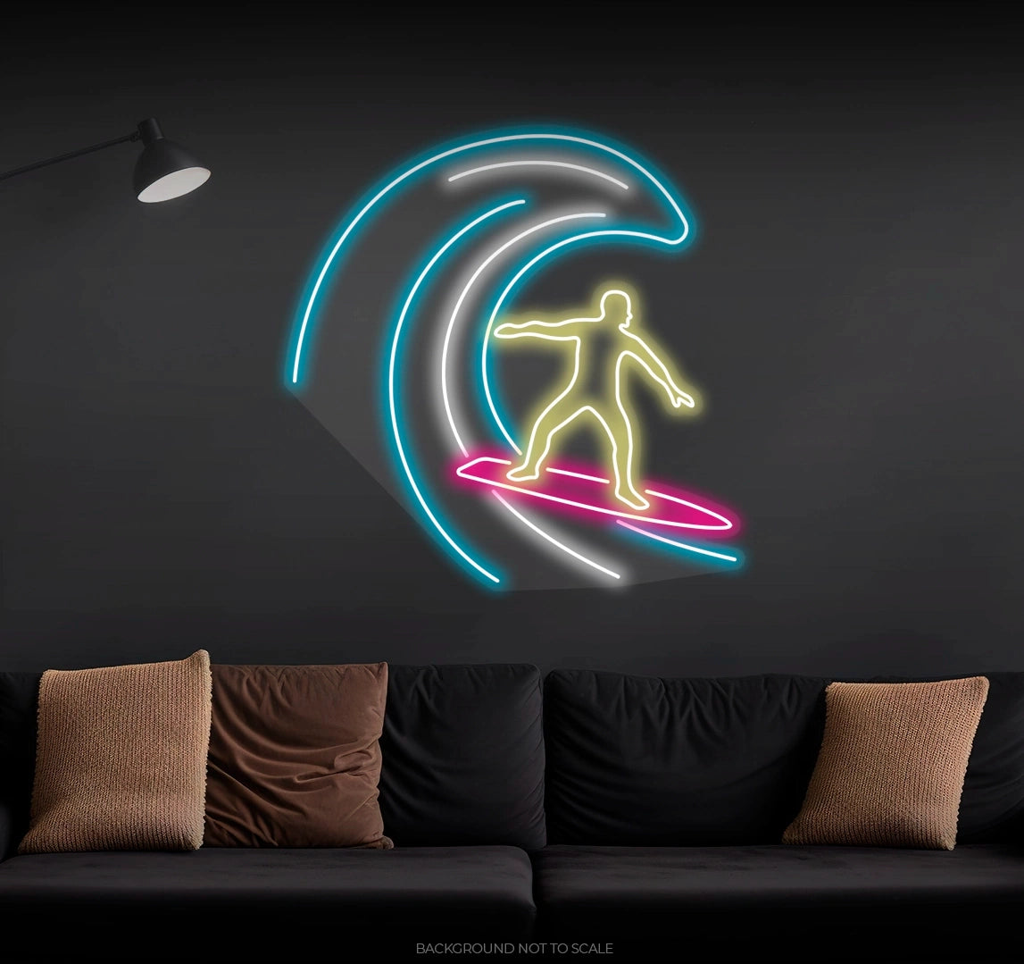 Surfing in the waves ledneon