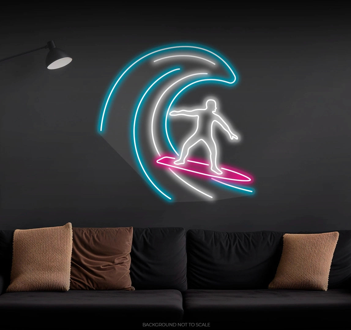 Surfing in the waves ledneon