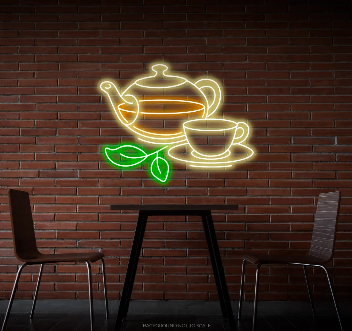 Tea pot and tea glass ledneon