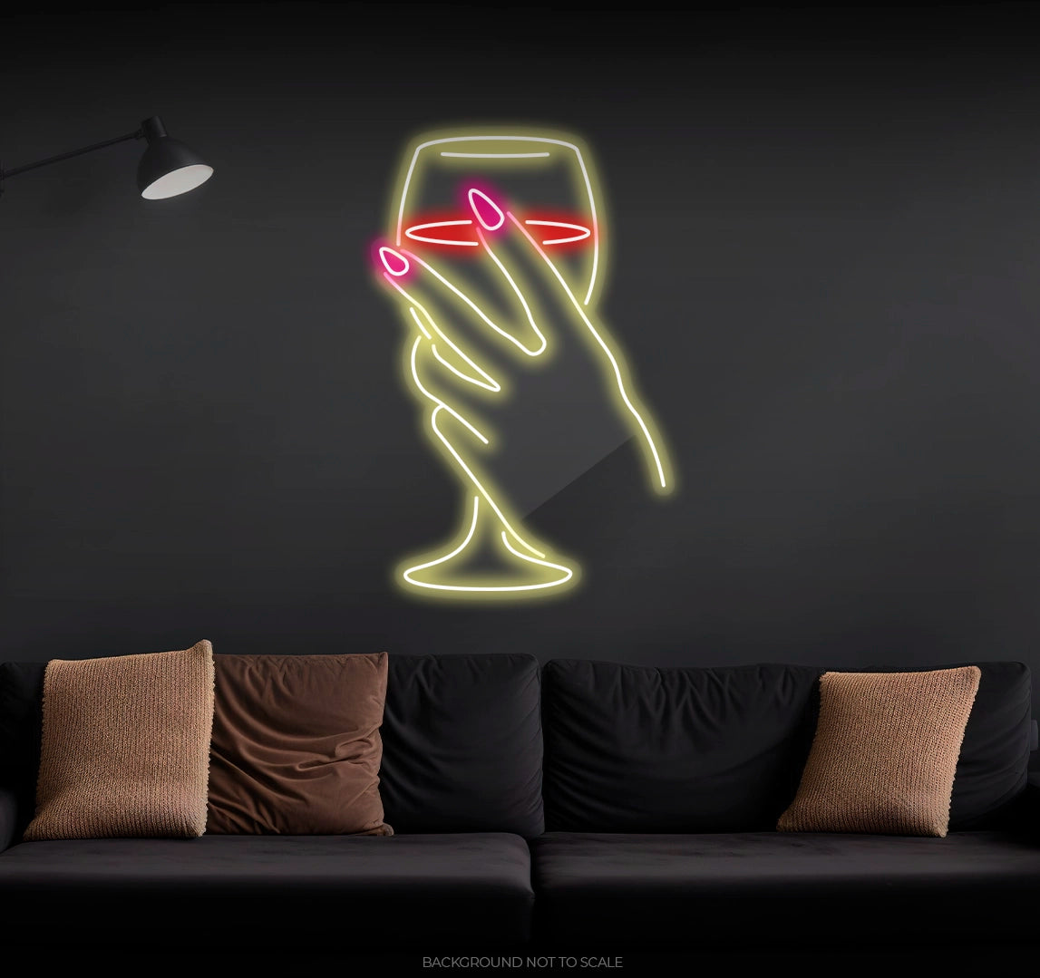 Wine glass in hand ledneon