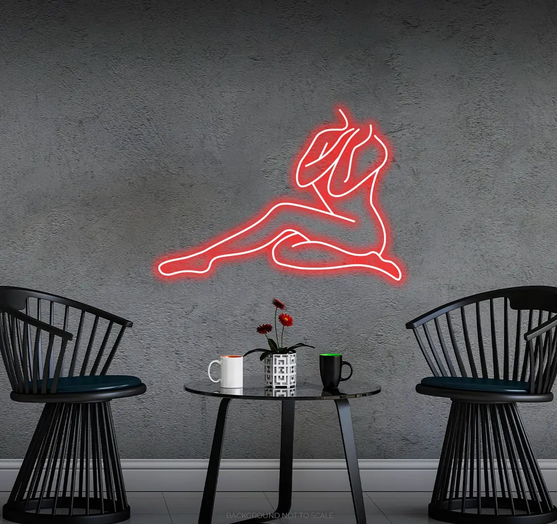 Woman is sitting body silhouette LED neon