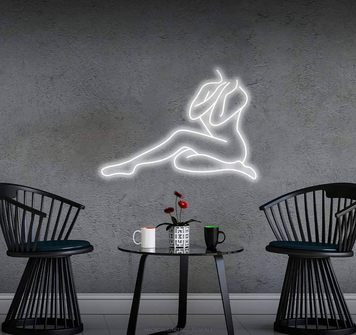 Woman is sitting body silhouette LED neon