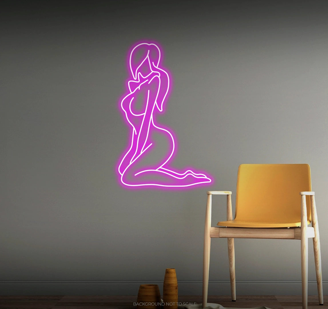 Woman on the knees body silhouette LED neon