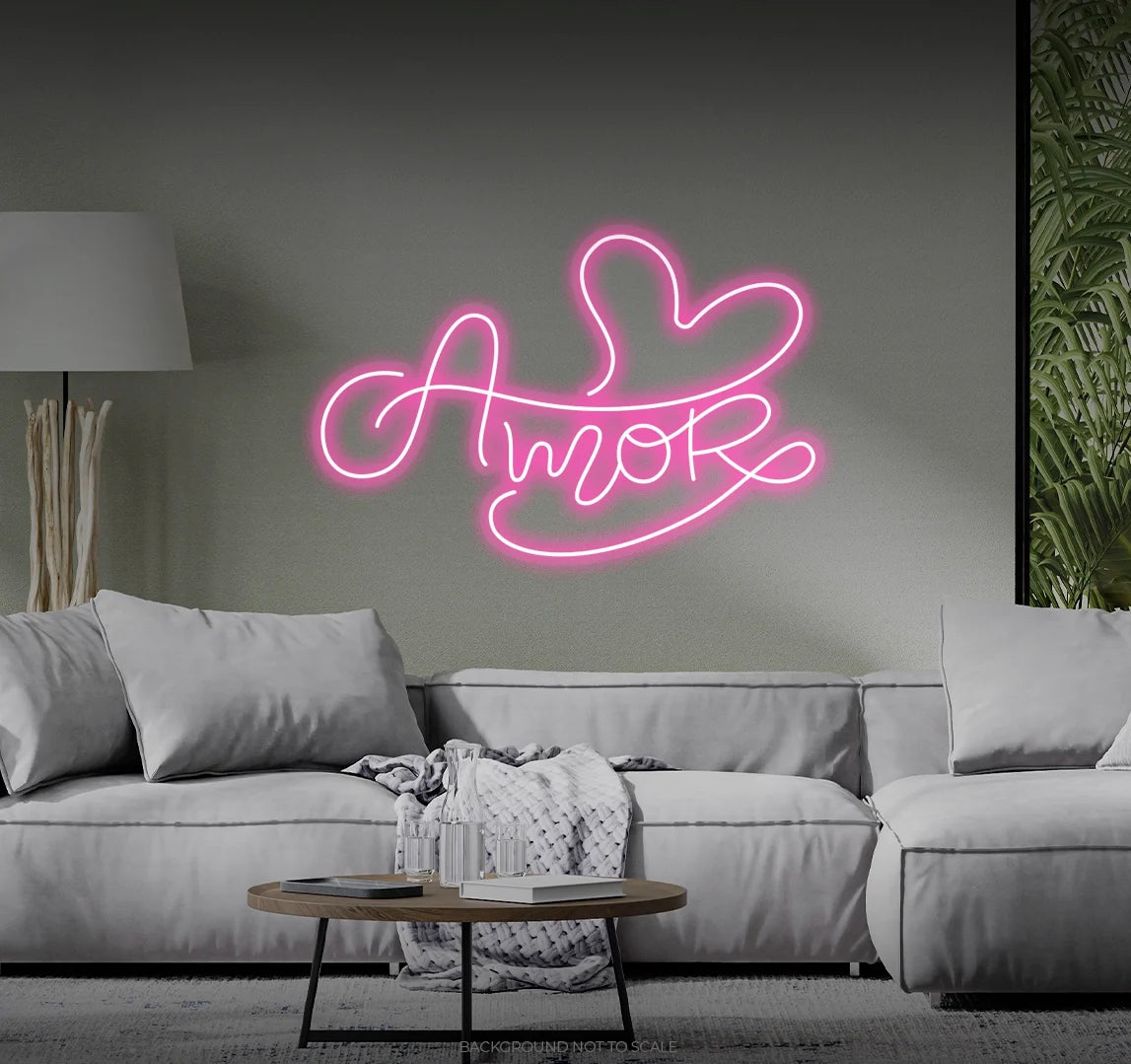 Amor heart calligraphy LED neon