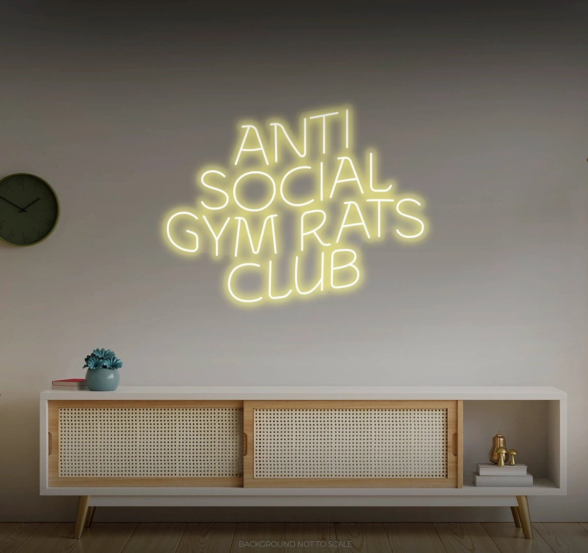 Anti-social gym rats club LED neon