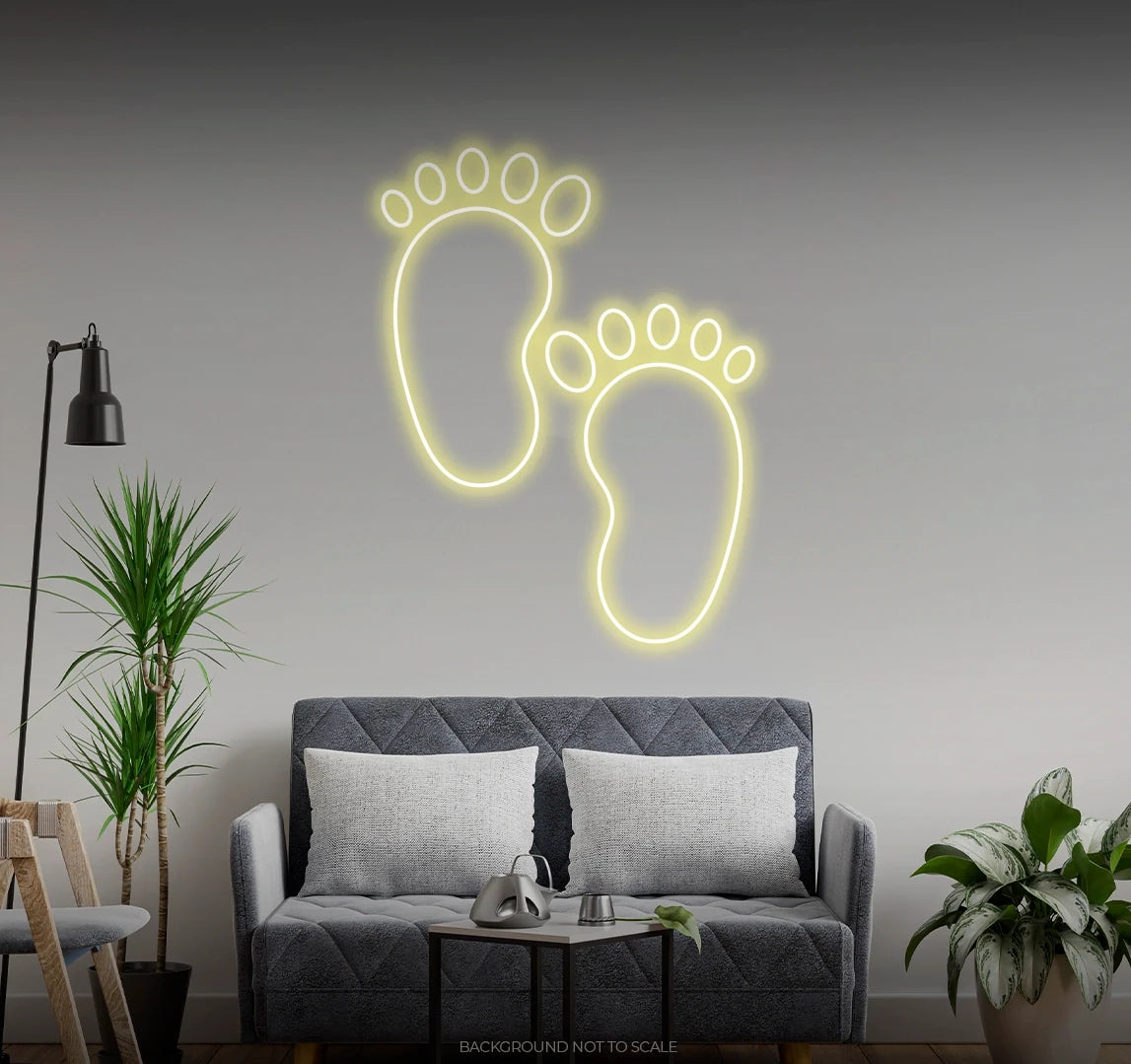 Baby steps footprints LED neon