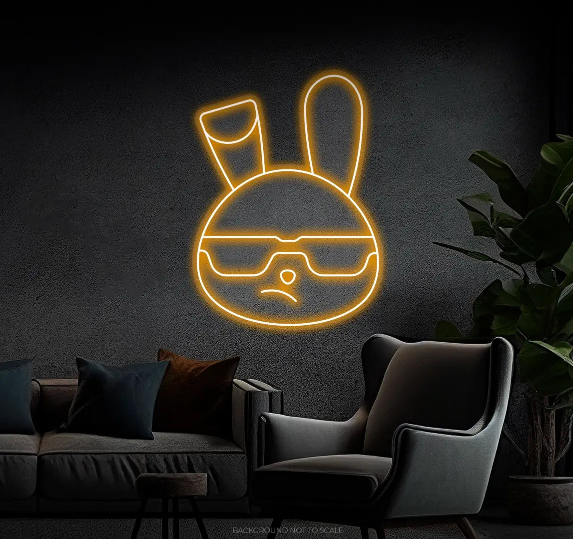 Badass rabbit with sunglasses Ledneon