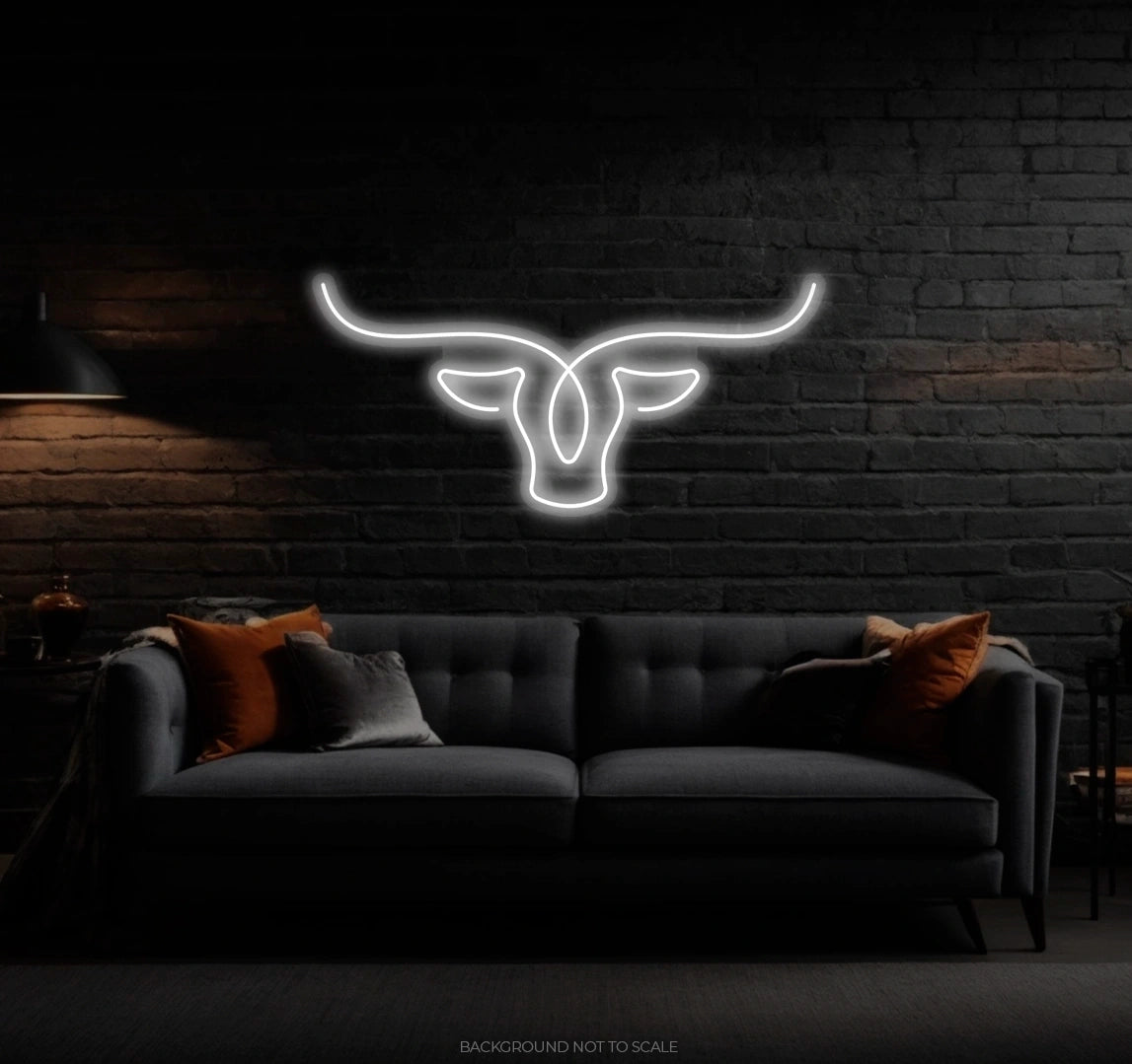 Bison Head Oneline Art LED neon