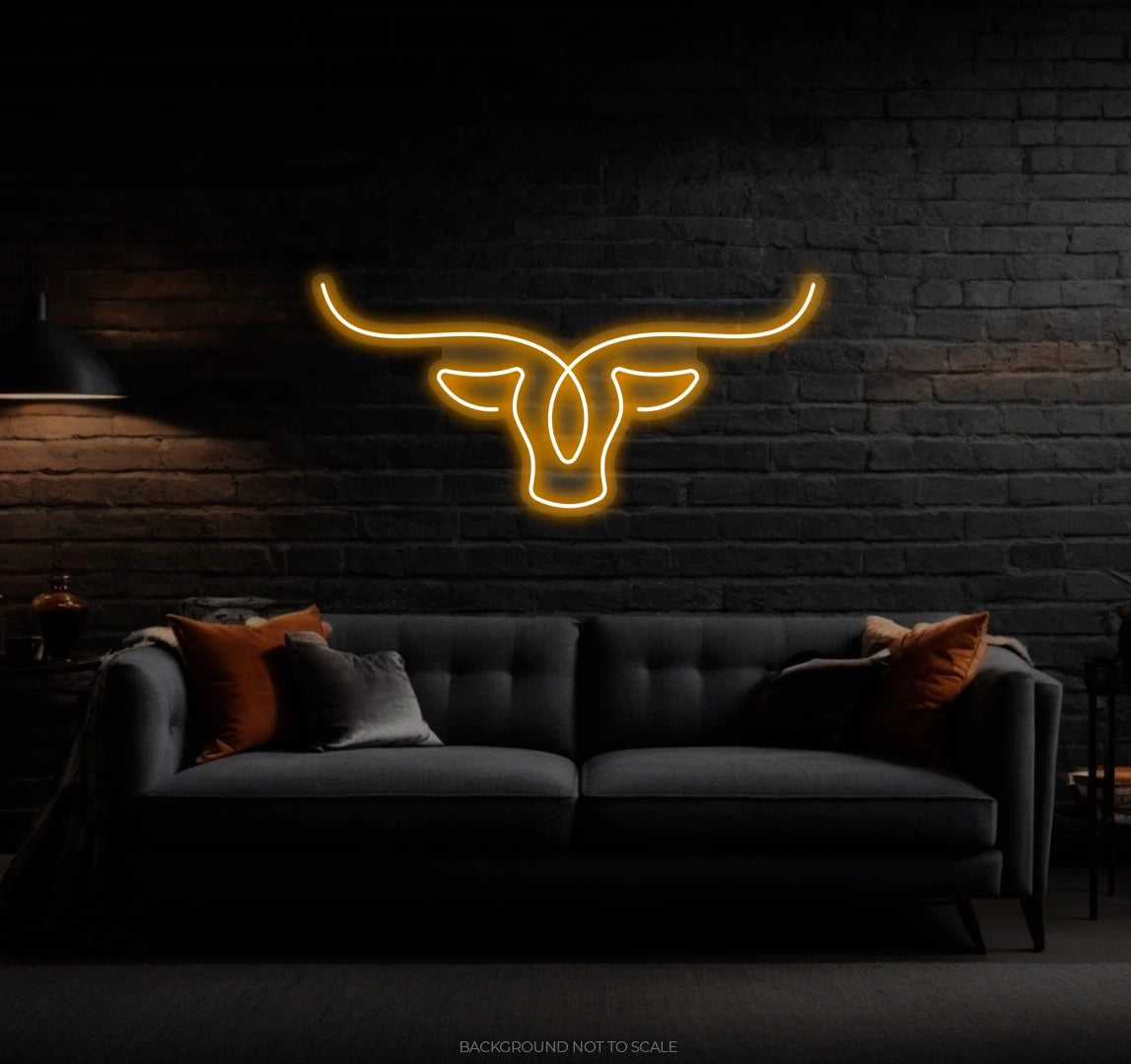 Bison Head Oneline Art LED neon