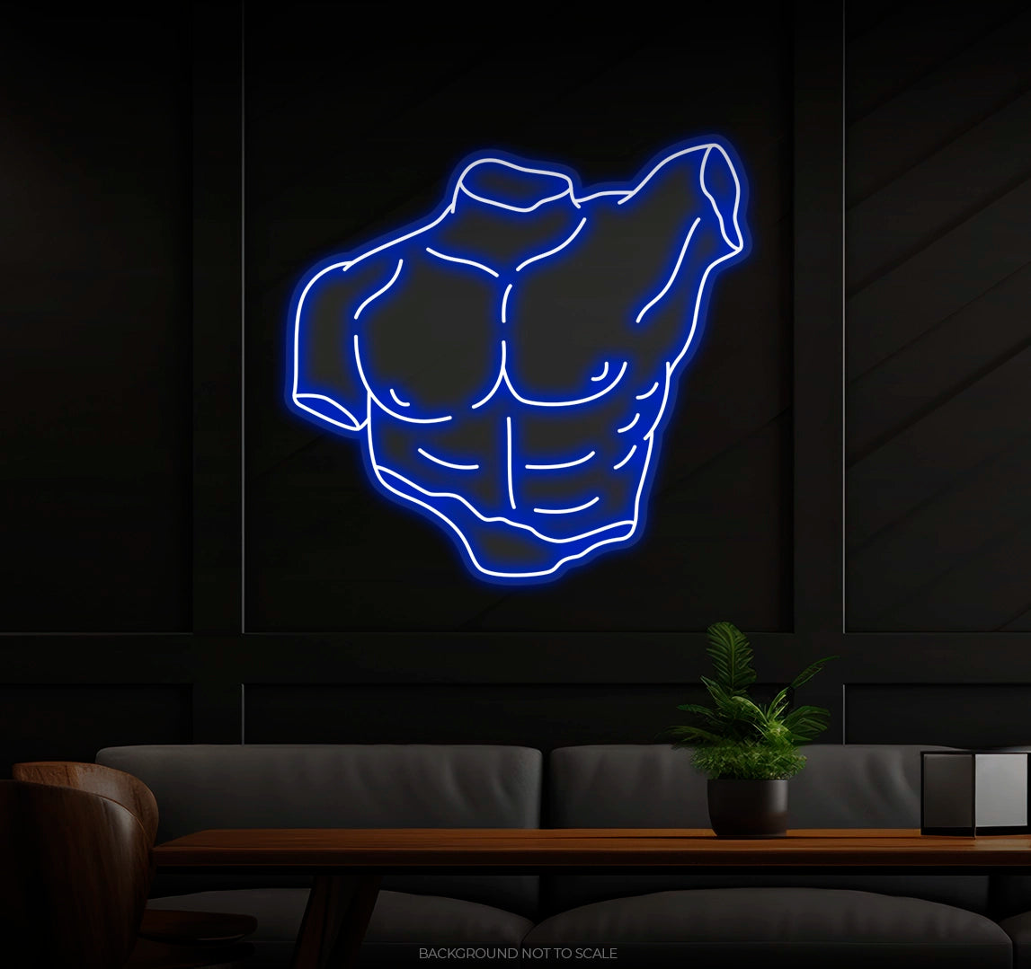 Broken muscular man statue LED neon